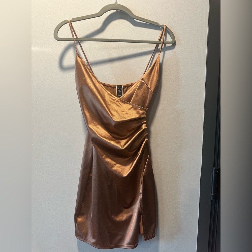Windsor Bronze Mini Dress Satin